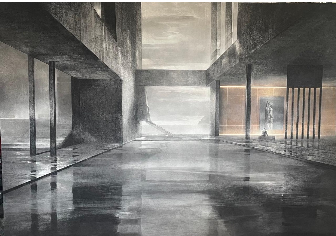21 May 2025 - Francisco Sanchéz - Architectural Structure I - Charcoal acrylic -130 x 180 -