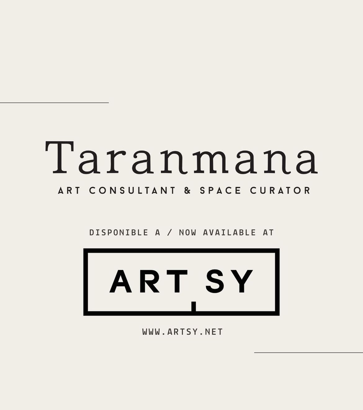 Segueix-nos online a Taranmana Art i/o ARTSY